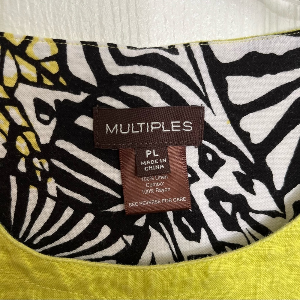 MULTIPLES Lime Green Linen Blend 3/4 Sleeve Women's Top | size Petite Large - Picture 6 of 10